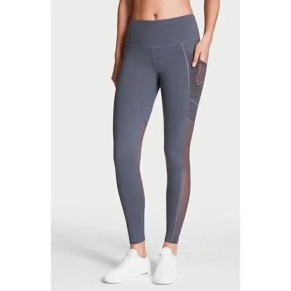 Victoria Sport Knockout Blue Gray Mesh Athletic Leggings Size M - Picture 1 of 13